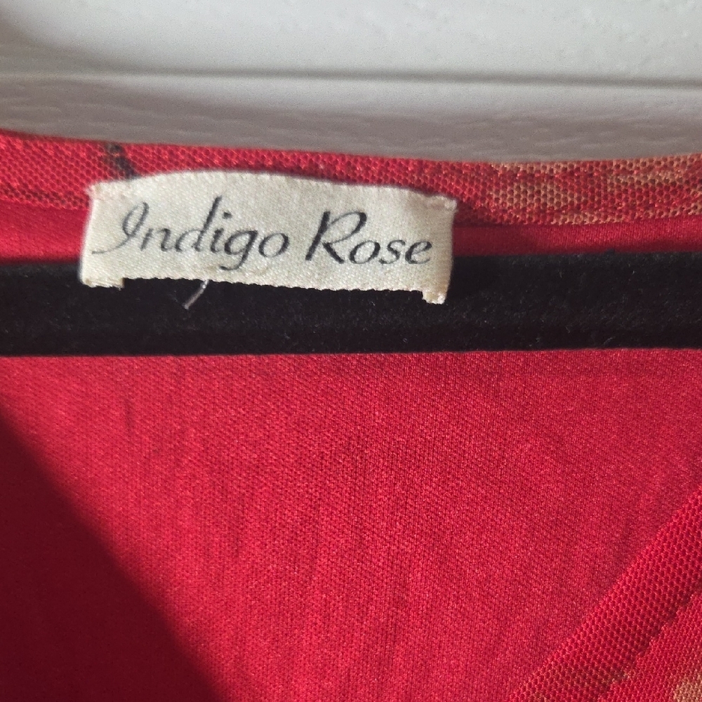 Indigo Rose Red Floral Midi Dress with Smocked Waist - Picture 6 of 8